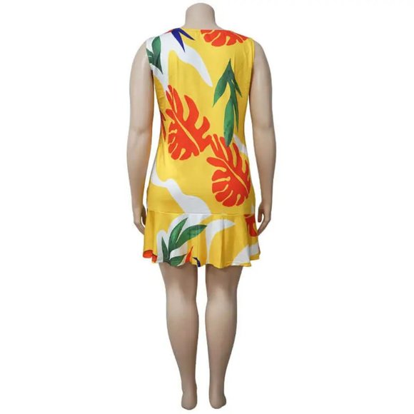 Women Fashion Graphic Printed Plus Size Ruffled Dress - Picture 2 of 12